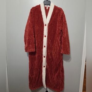 Cozy Rust and Cream Long Robe